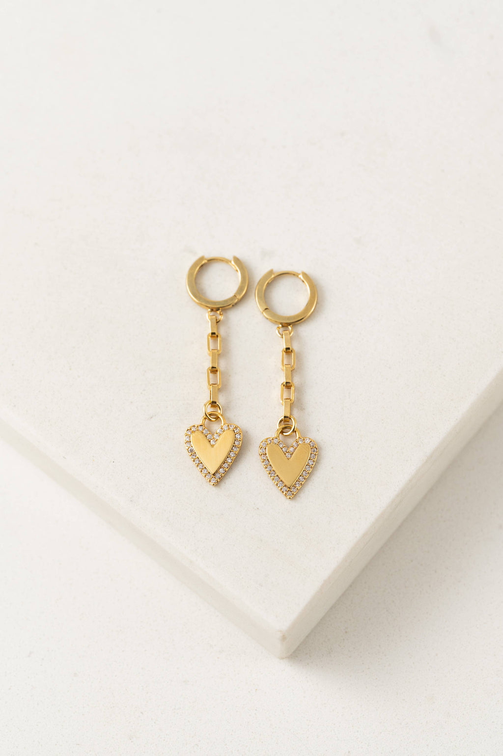 Verona Pave Huggie Drop Hoop Earrings