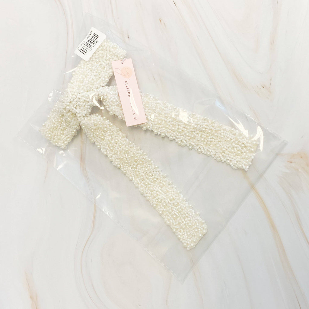 ELLISON & YOUNG : Luxe Beaded Pretty Bow Hair Clip