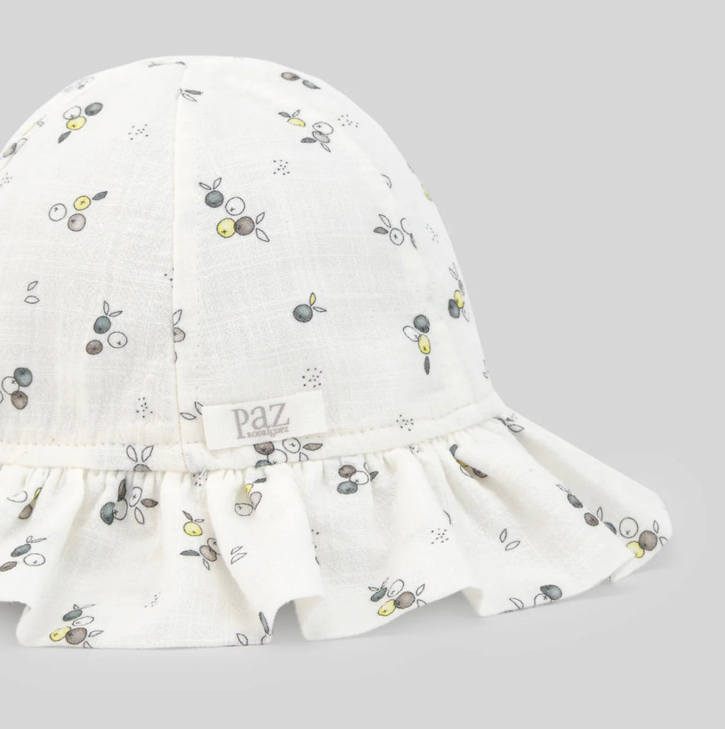 PAZ RODRIGUEZ: “ POMBA” Cream with Berries Printed Hat