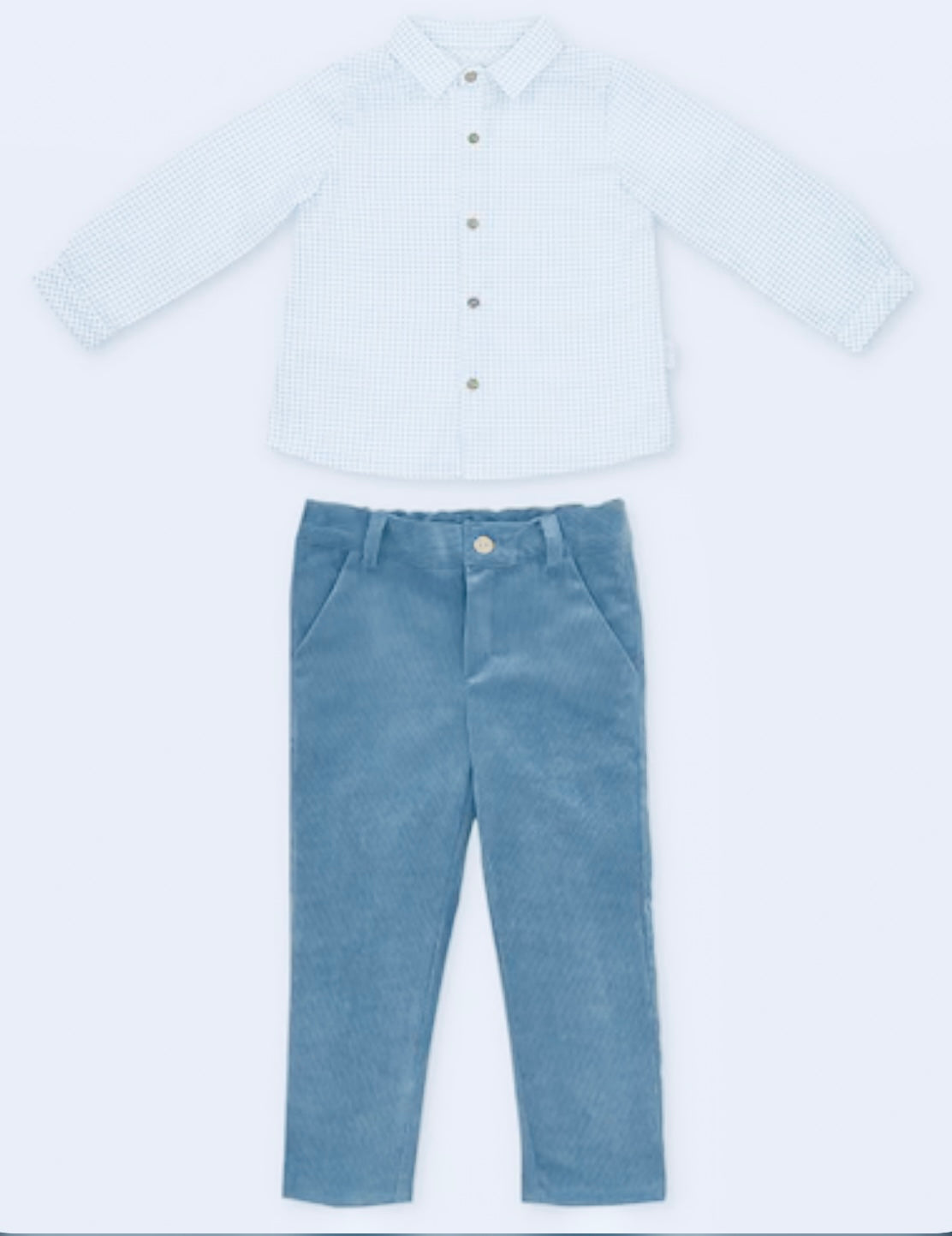 MARTIN ARANDA: BOYS PLAID SET WITH BLUE PANTS