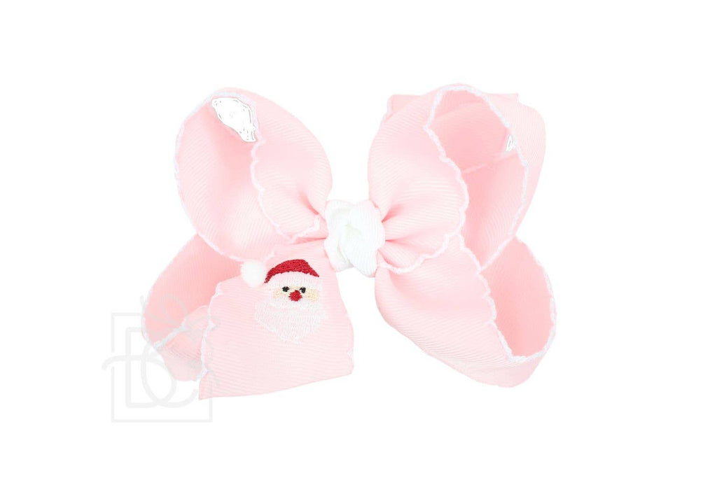 EMBROIDERED SANTA CROCHET EDGE BOWS