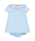 CHIC EMBROI RUFFLE DRESS BLUE
