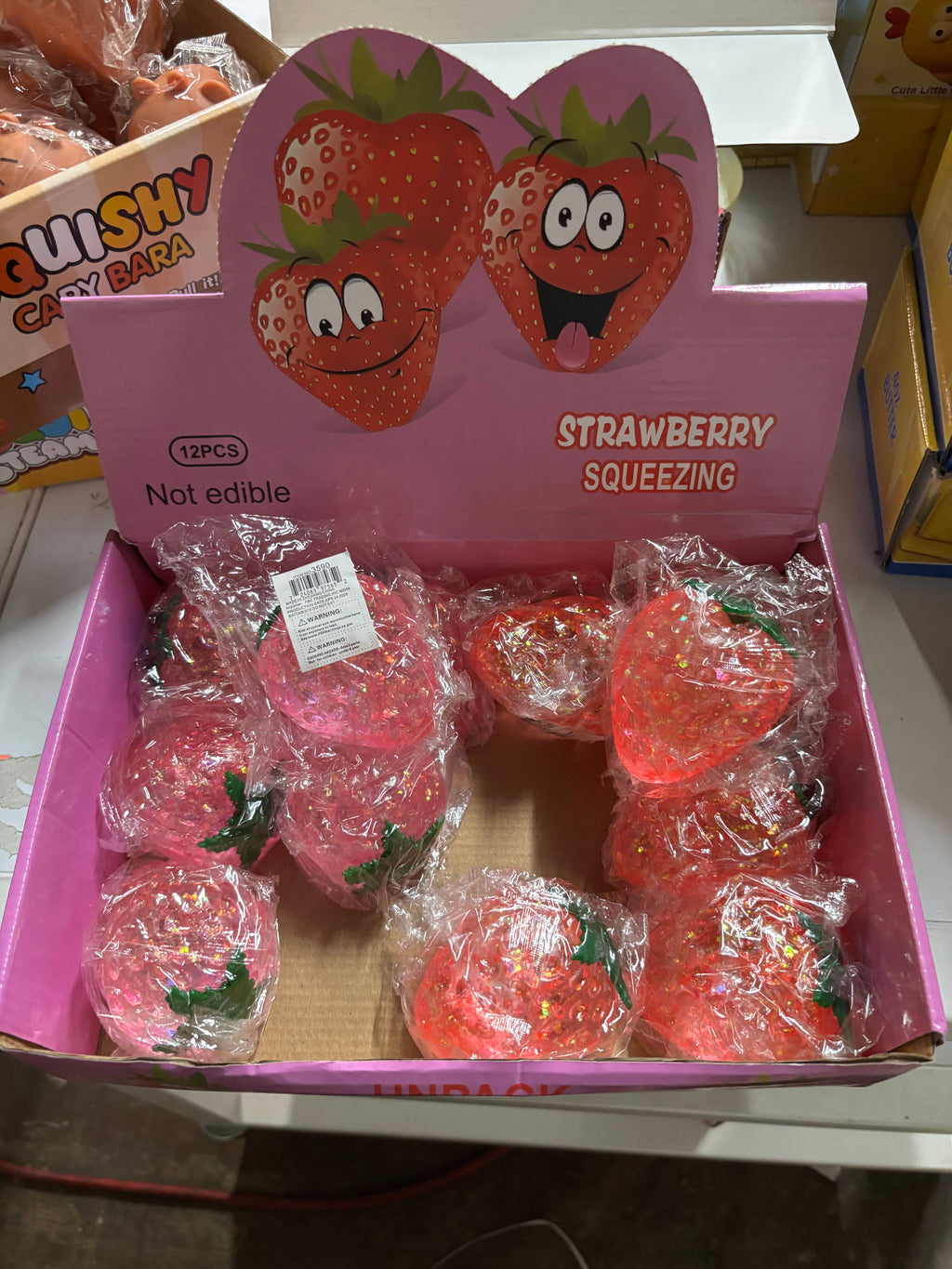Squishy strawberry big METALLIC COLORS glitter 