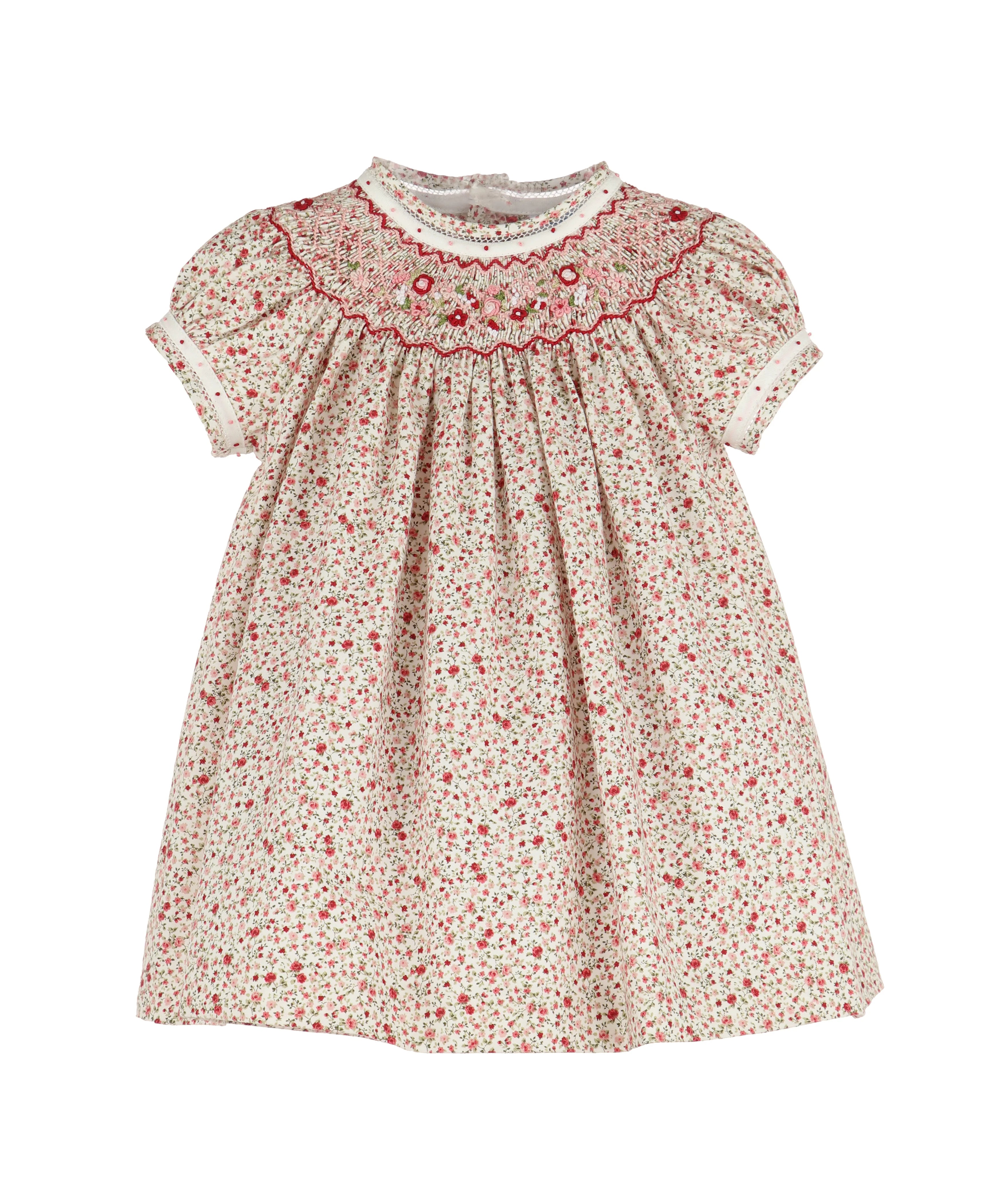 BERRY GARLAND SMOCK BISHOP, RED