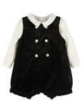 LULI & ME : DELUXE VELVET BOY ROMPER BLACK