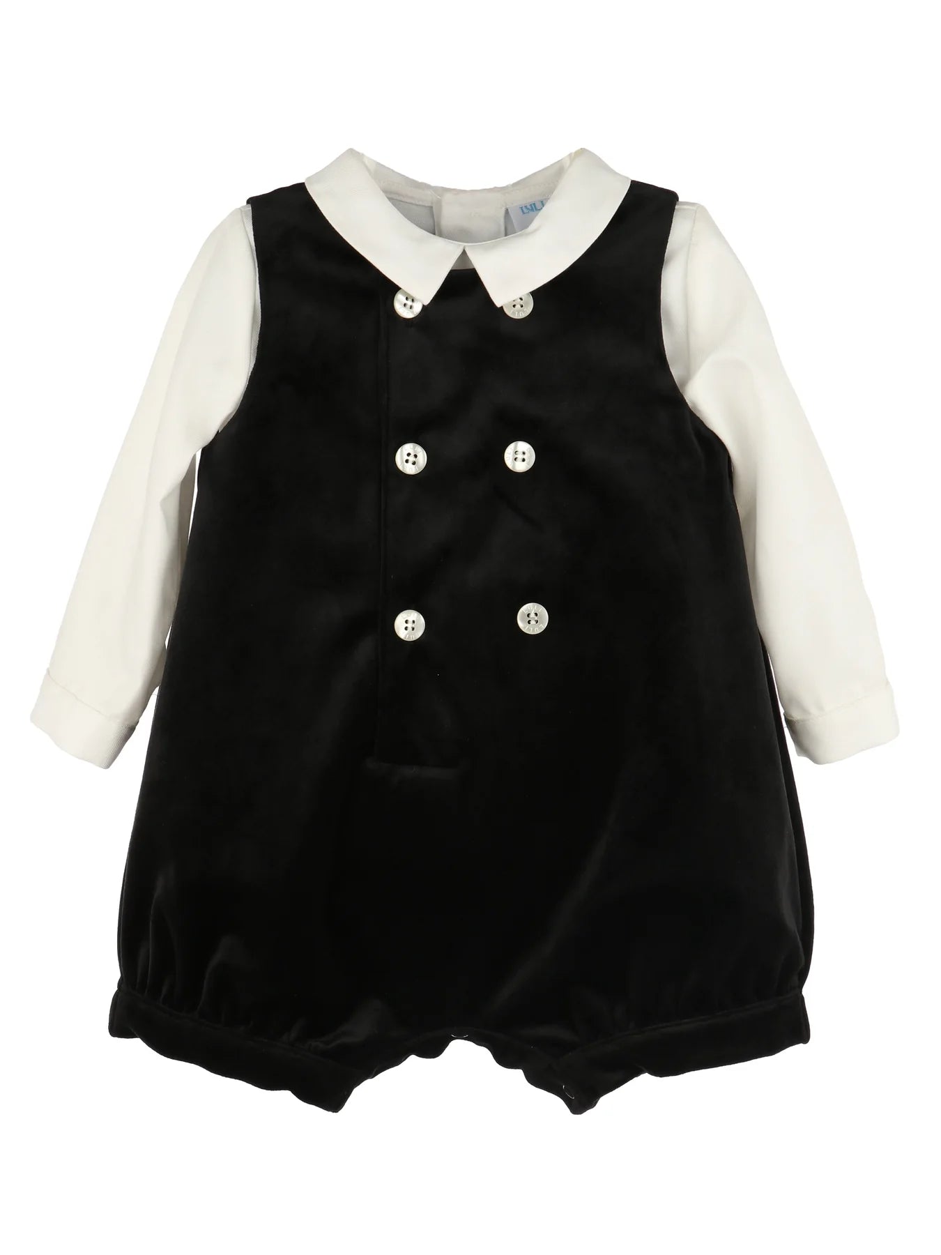 LULI & ME : DELUXE VELVET BOY ROMPER BLACK