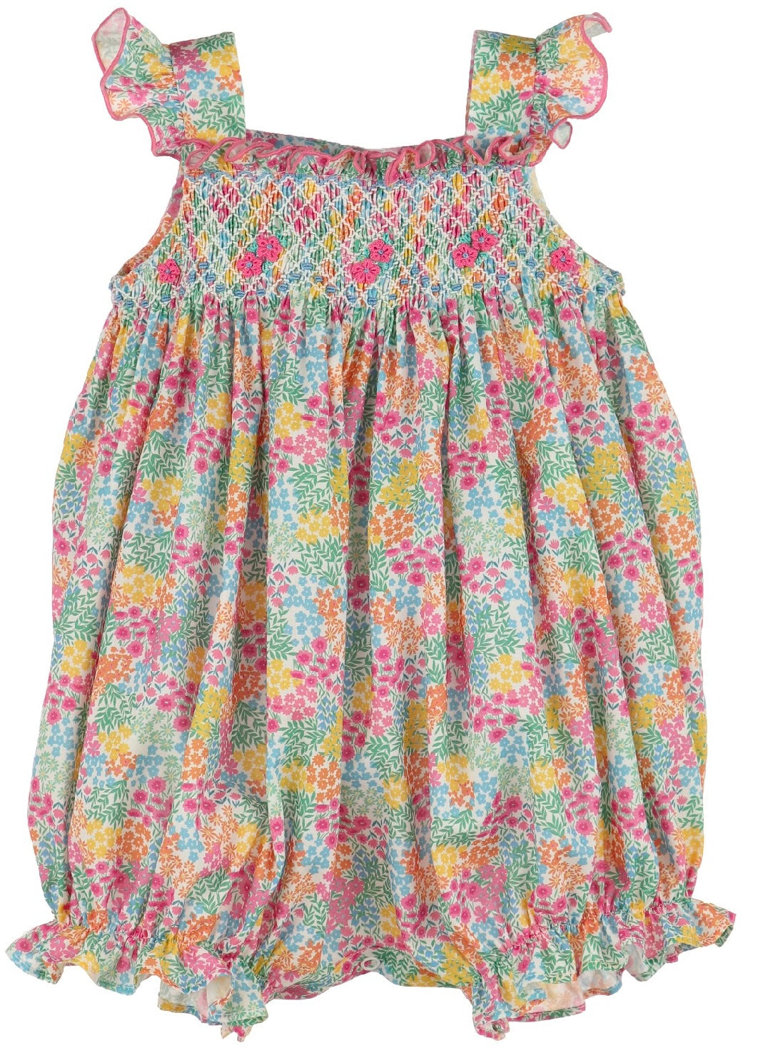 LULI & ME : FLORAL JAMBOREE SMOCK BUBBLE ORANGE