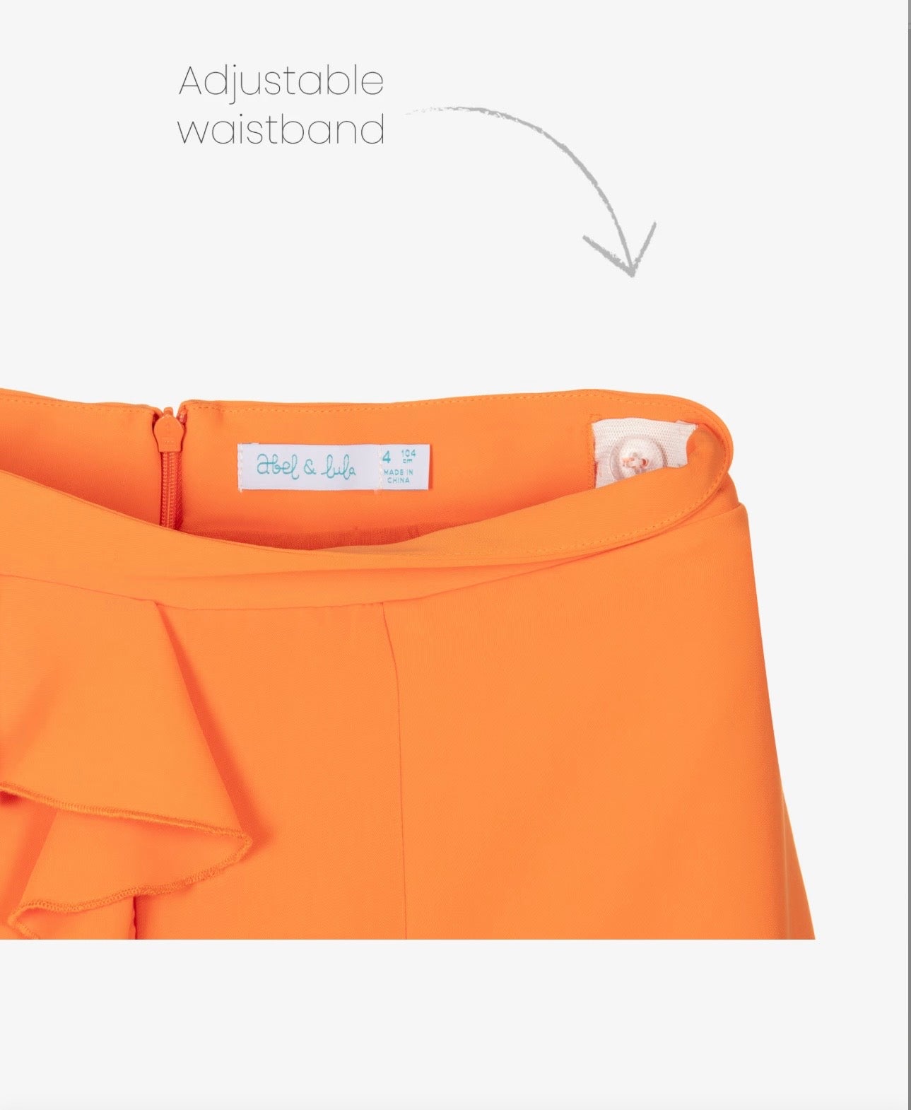 Abel & Lula Girls Bright Tangerine Ruffled Crepe Bermuda Short Set