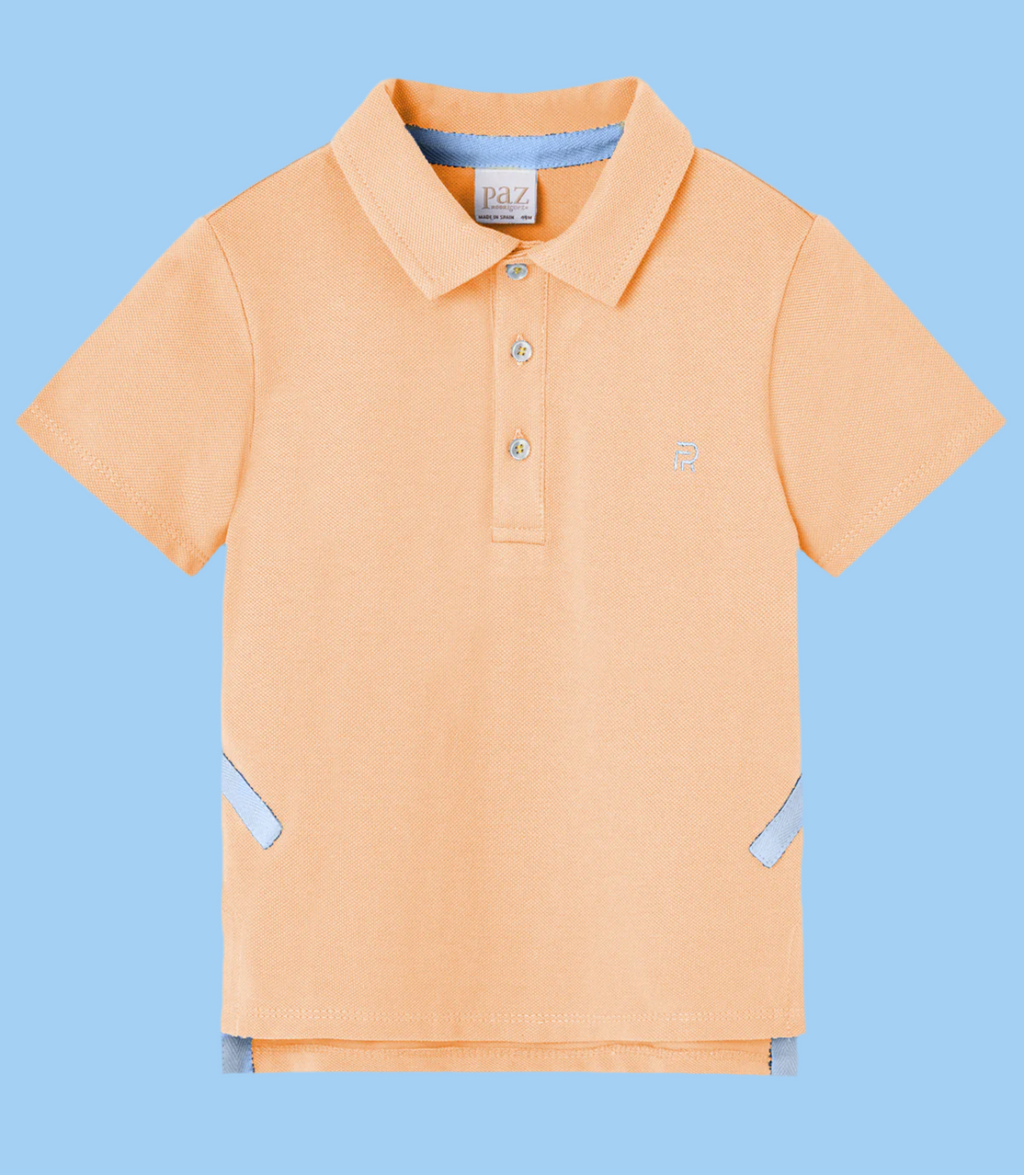 PAZ RODRIGUEZ: “BANO V25”Orange and Blue Knit Polo Shirt