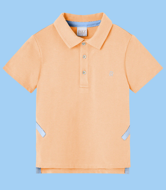 PAZ RODRIGUEZ: “BANO V25”Orange and Blue Knit Polo Shirt