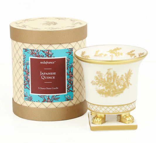 SEDA FRANCE : Japanese Quince Classic Toile Petite Ceramic Candles 5 Ounce