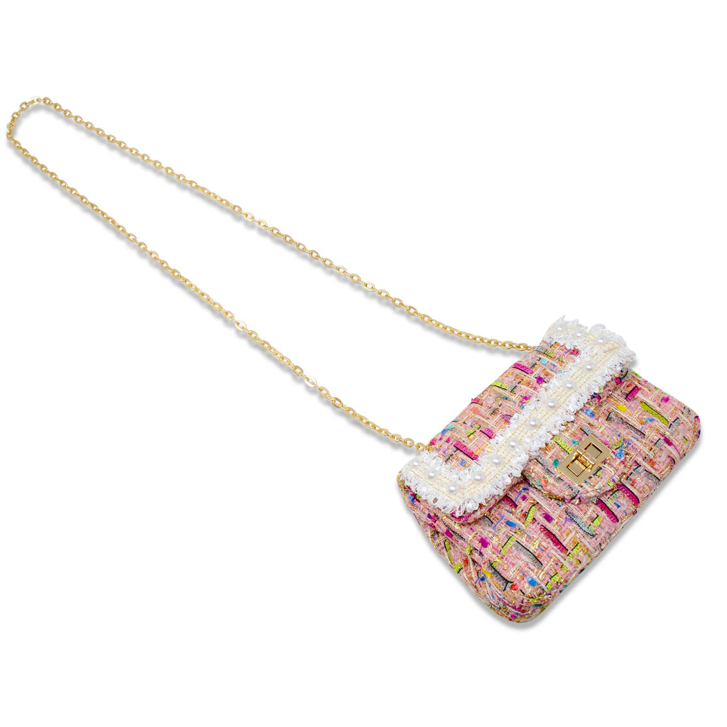 Classic Tweed Handbag with Pearls