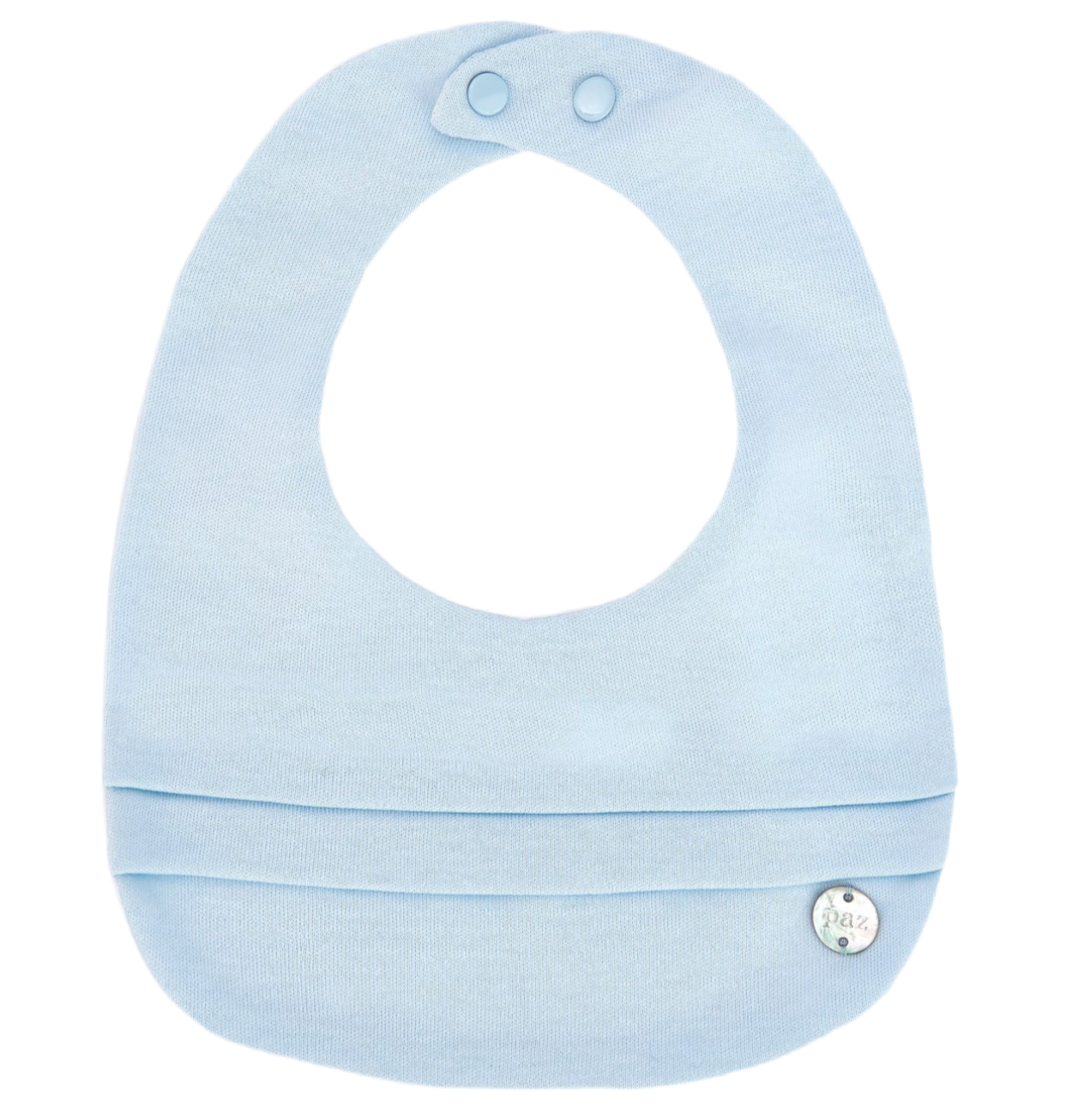 PAZ RODRIGUEZ: “ESENCIAL” Knit Infant Bib in Chalk Pink and Chalk Blue