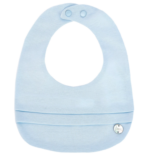 PAZ RODRIGUEZ: “ESENCIAL” Knit Infant Bib in Chalk Pink and Chalk Blue