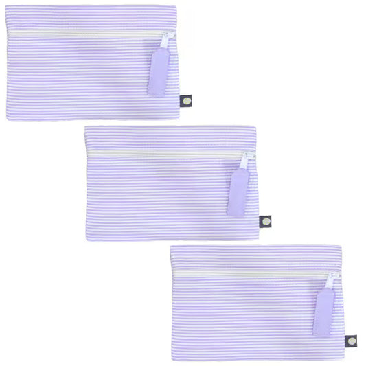 MINT: LILAC PREPPY STRIPE GLOSSY COSMO BAG (3-PACK)