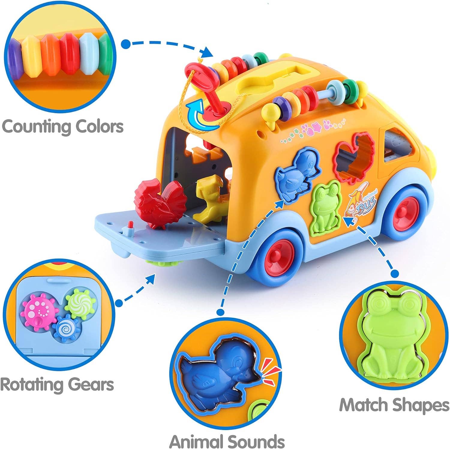 Electronic Baby Music Bus - Sensory Interactive Baby Car Toy