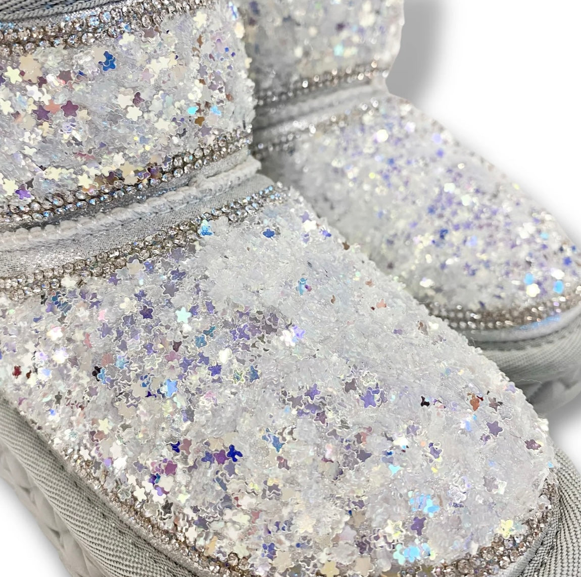 Doe A Dear Silver Mini Star Sequin Boots