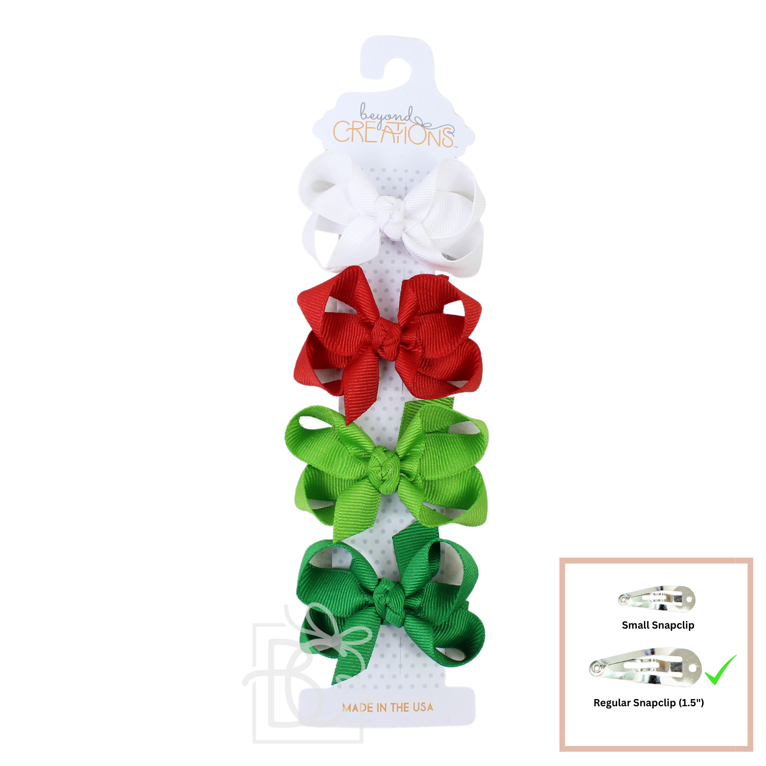BEAUTIFUL CREATIONS: 4 PACK - 3" SMALL GROSGRAIN BOWS ON SNAP CLIP