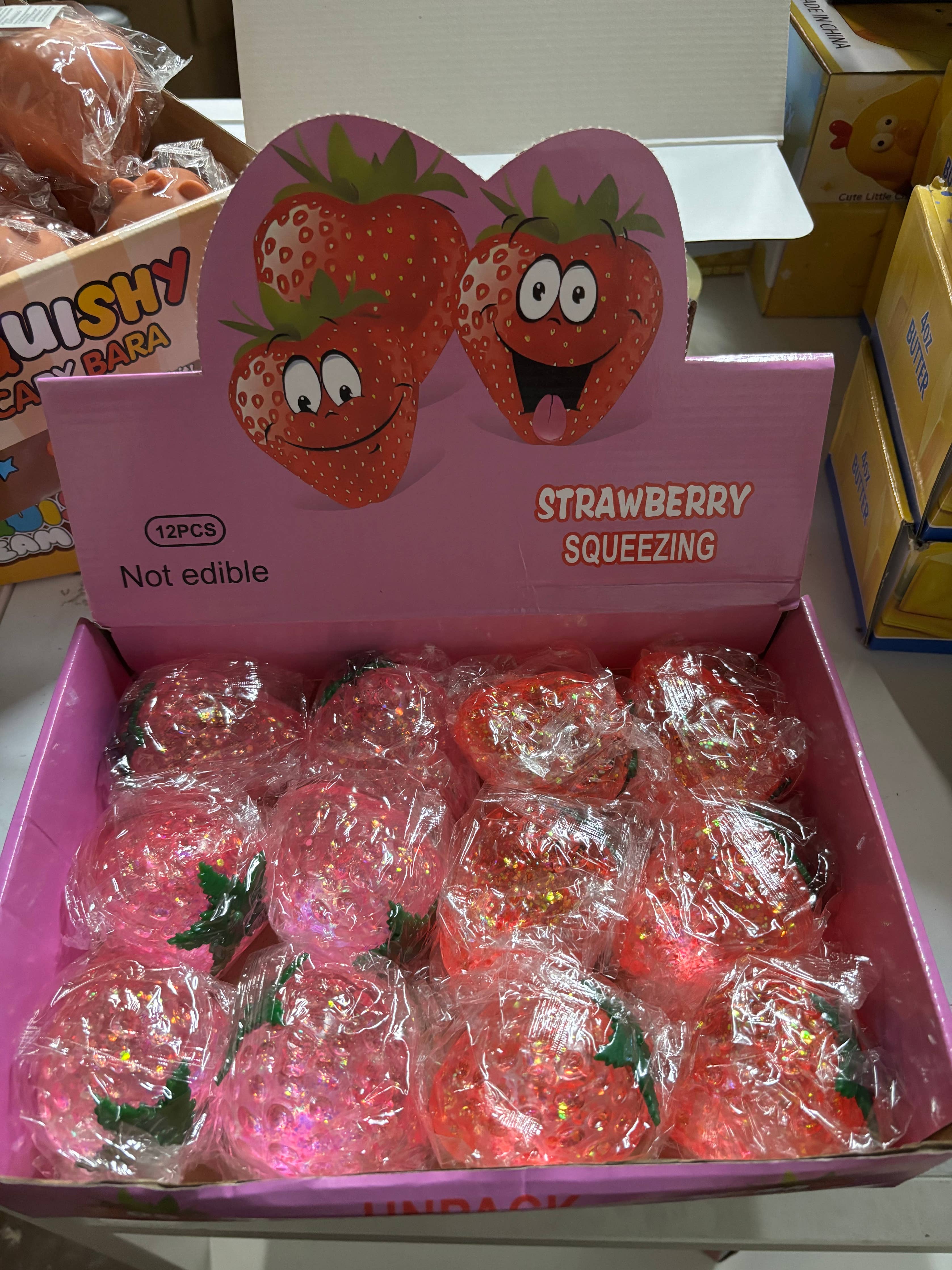 Squishy strawberry big METALLIC COLORS glitter 