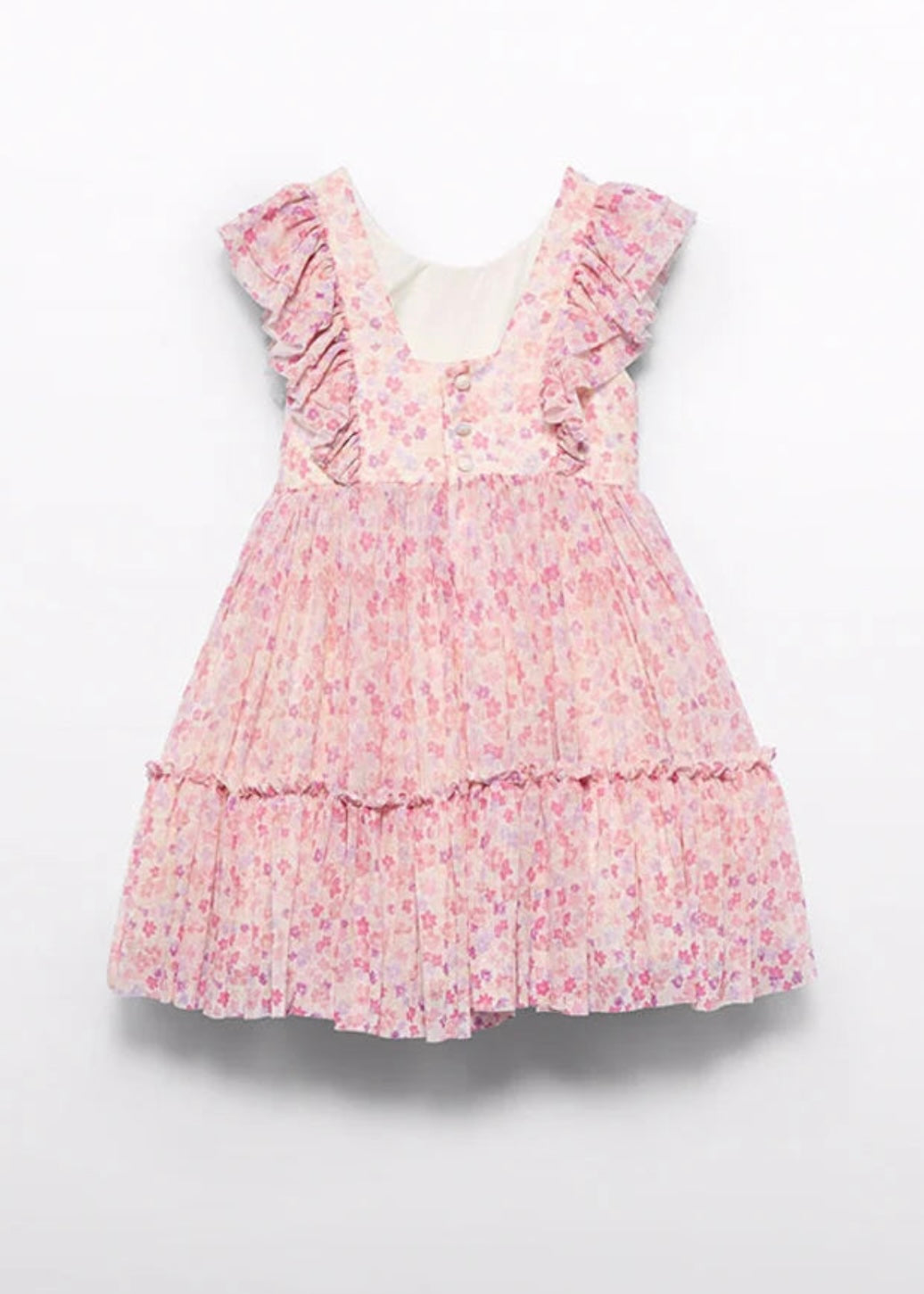 Abel & Lula Girls Floral Print Tulle Dress