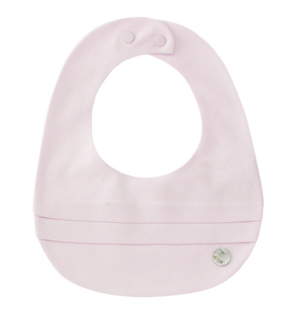 PAZ RODRIGUEZ: “ESENCIAL” Knit Infant Bib in Chalk Pink and Chalk Blue