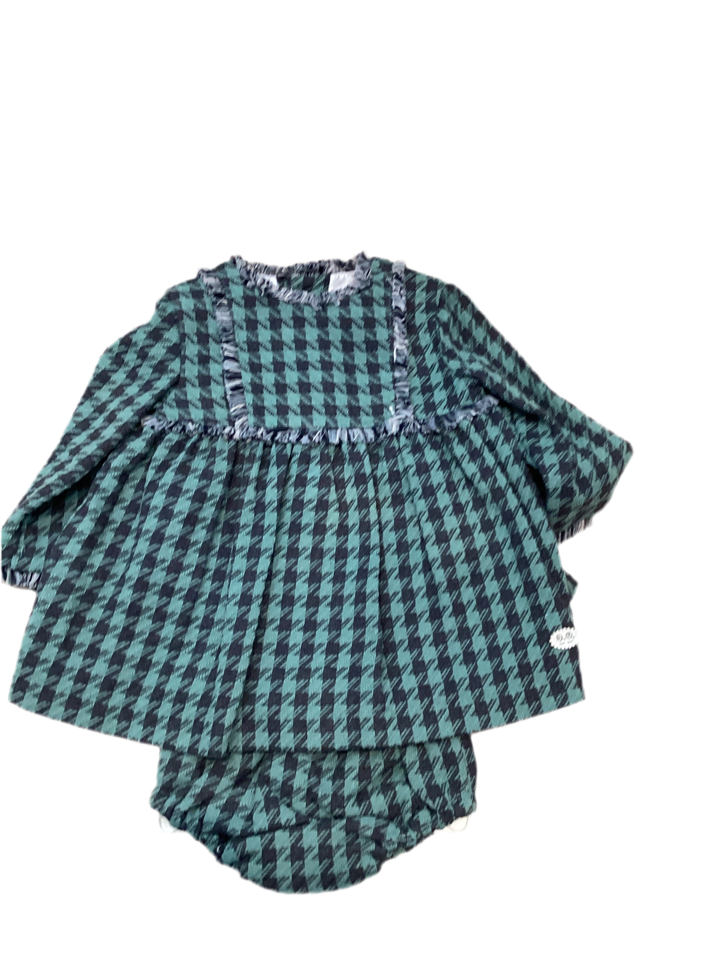 JOSE VARON: GREEN PATTERN DRESS