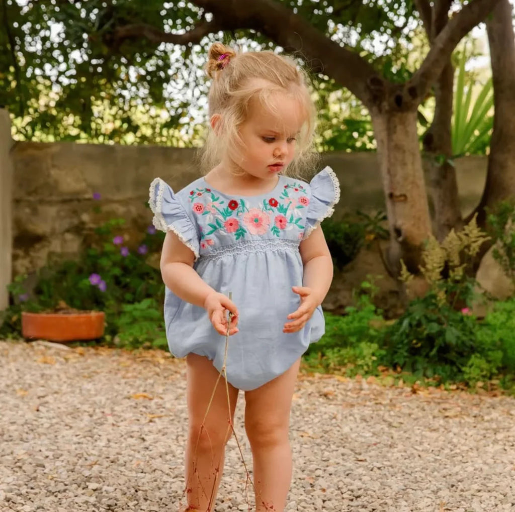 Blue Floral Romper