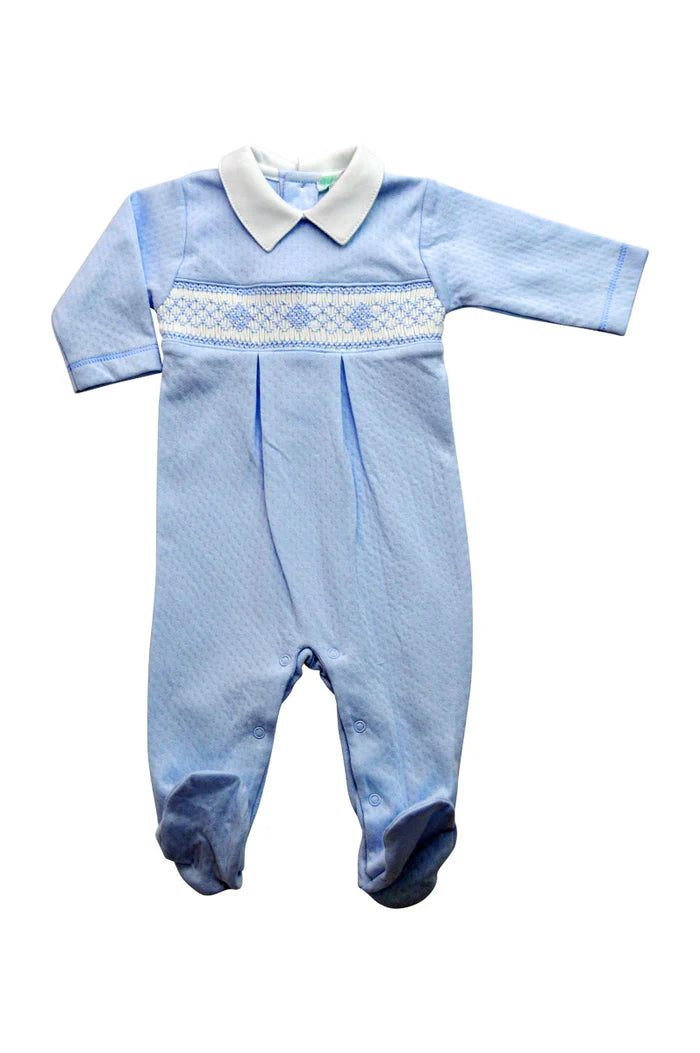 BABY THREADS : BLUE JACQUARD BOY’S FOOTIE