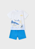Mayoral : Boy Shorts and Sharks Graphic T-shirt Set