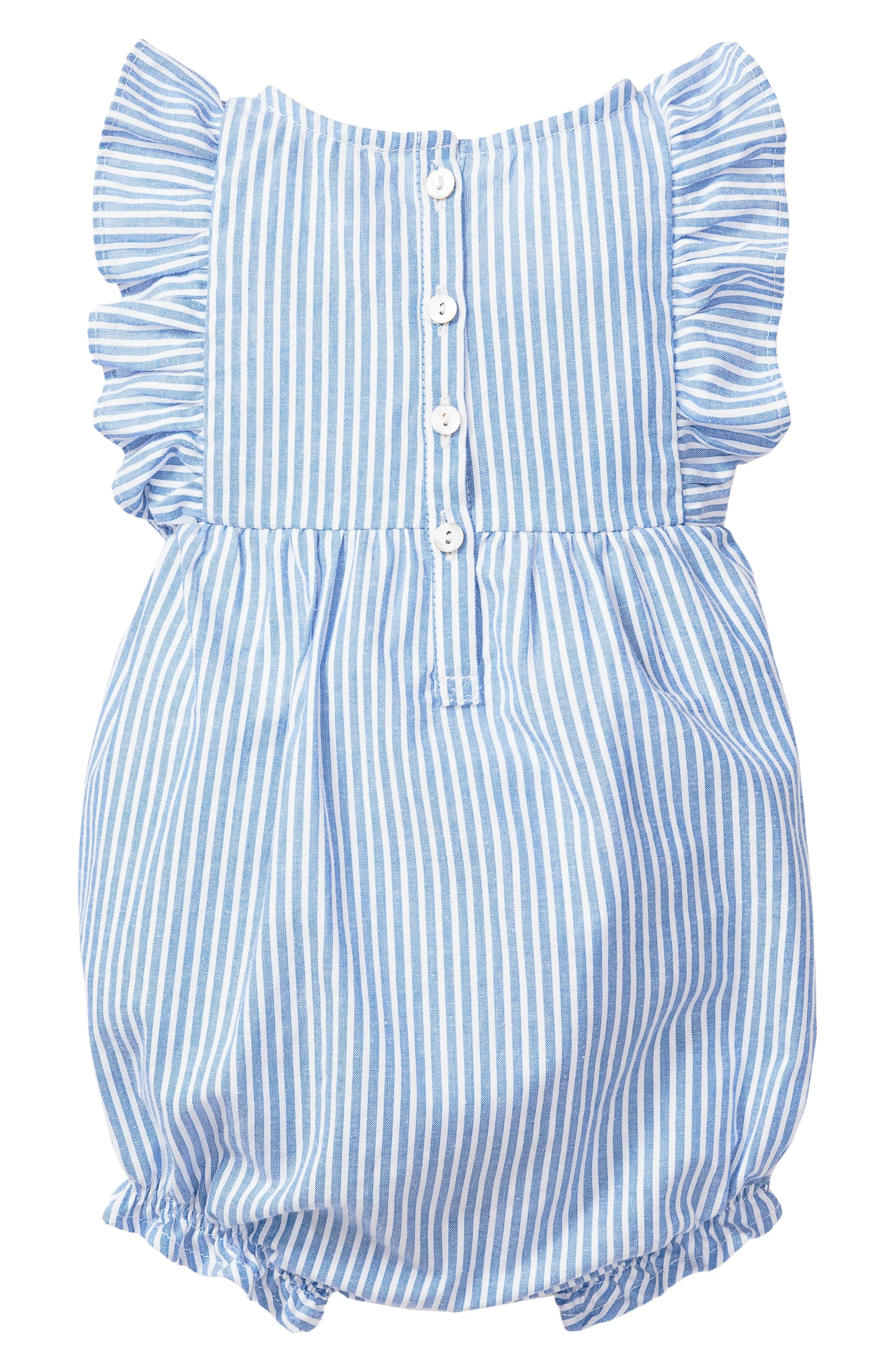 PETITE PLUME: RUFFLE TRIM SEERSUCKER ONE-PIECE PAJAMA