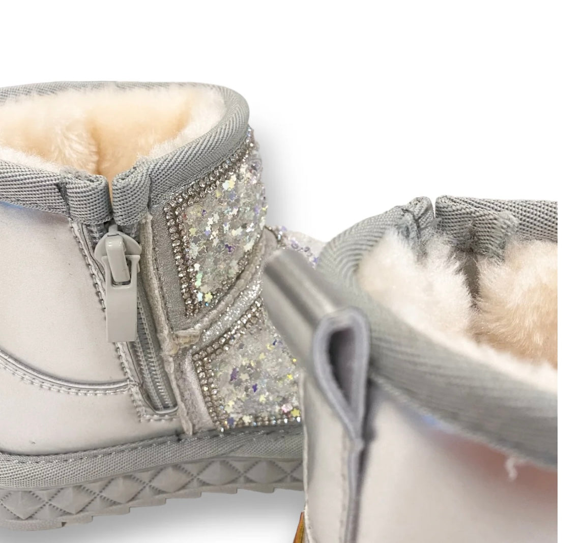 Doe A Dear Silver Mini Star Sequin Boots