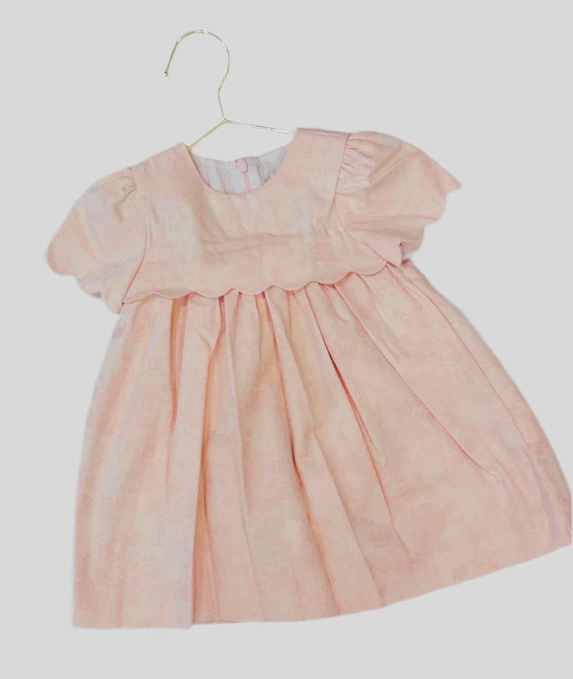 LULI & ME : SCALLOPS JACQUARD ROSE DRESS
