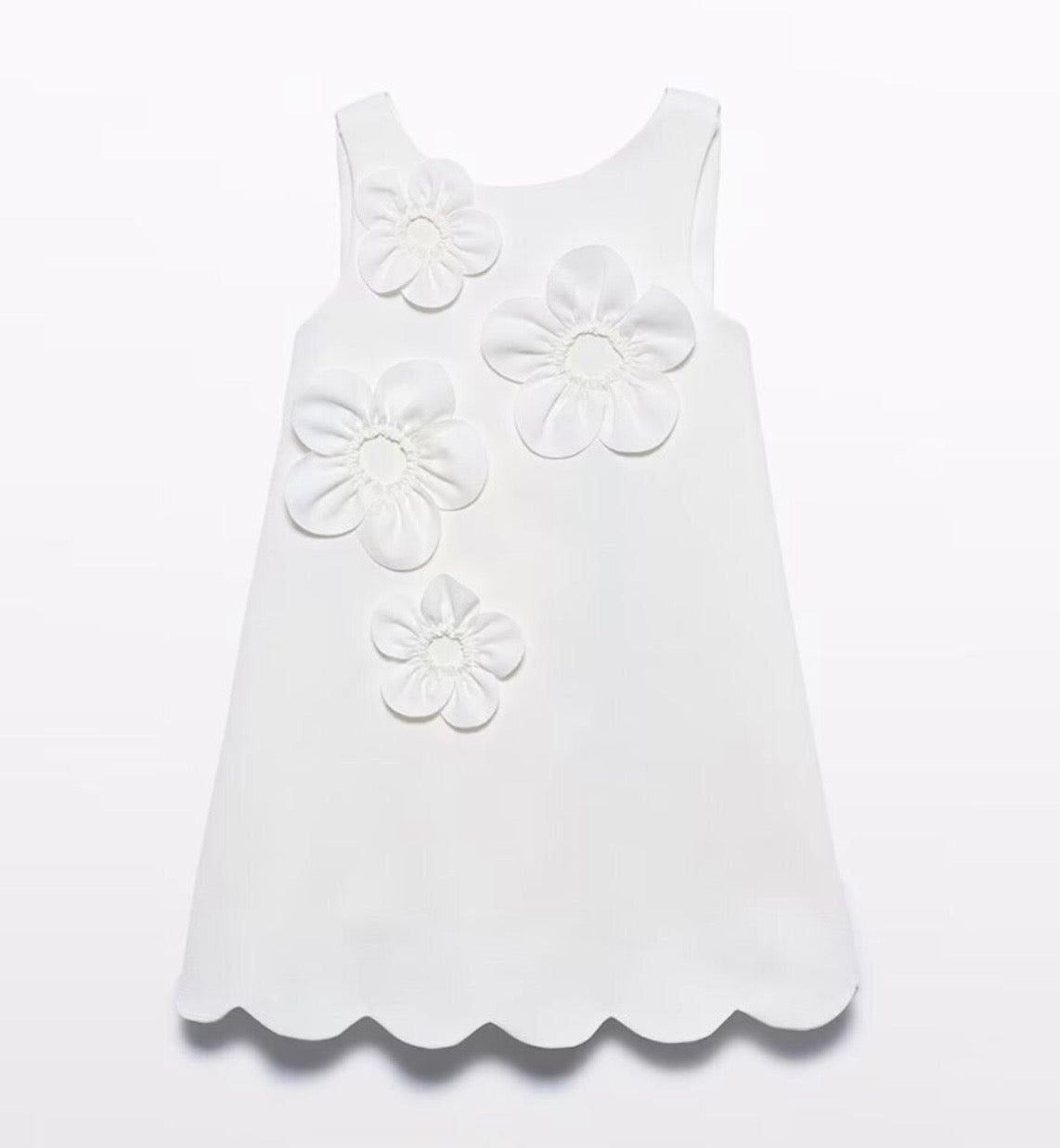 ABEL & LULA : WHITE 3D FLOWERS CREPE DRESS