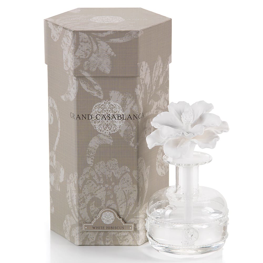 Grand Casablanca White Hibiscus Porcelain Diffuser by ZODAX