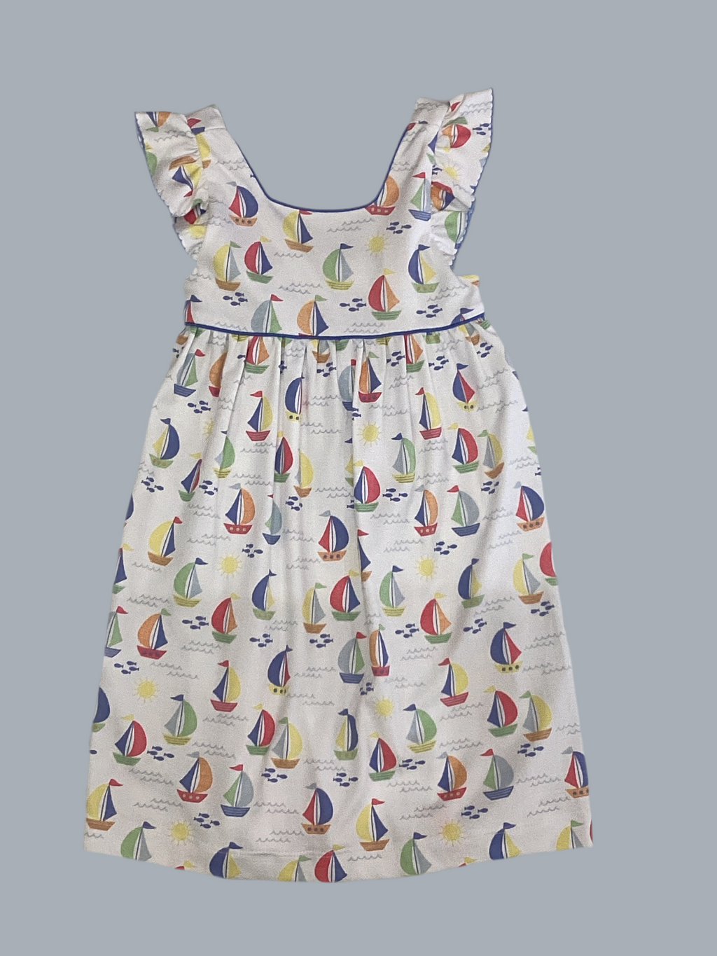 CLAIRE & CHARLIE : SAILBOATS - SUNDRESS W/ RUFFLE