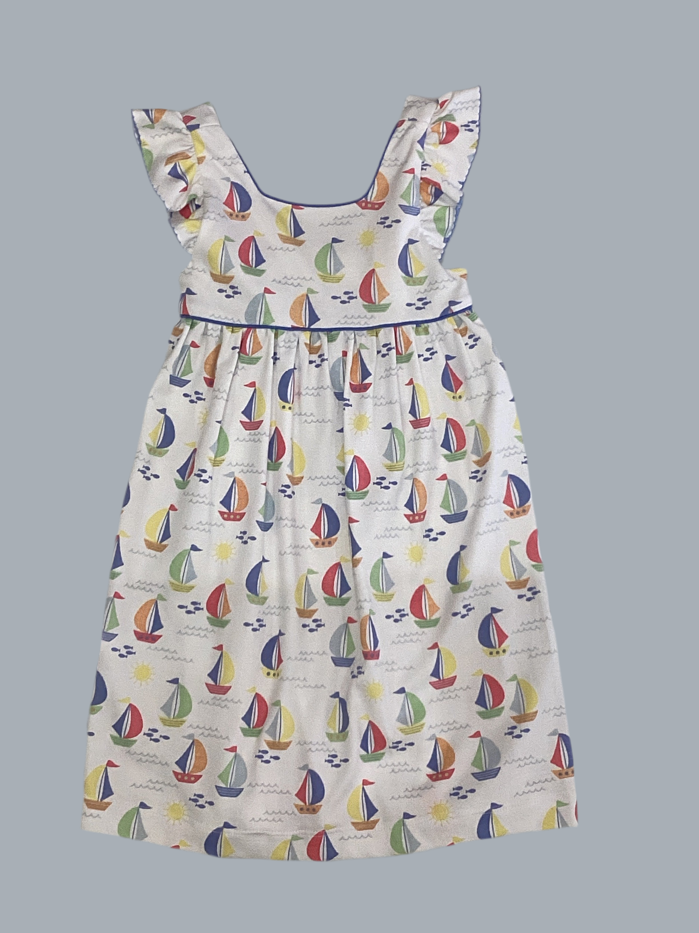 CLAIRE & CHARLIE : SAILBOATS - SUNDRESS W/ RUFFLE