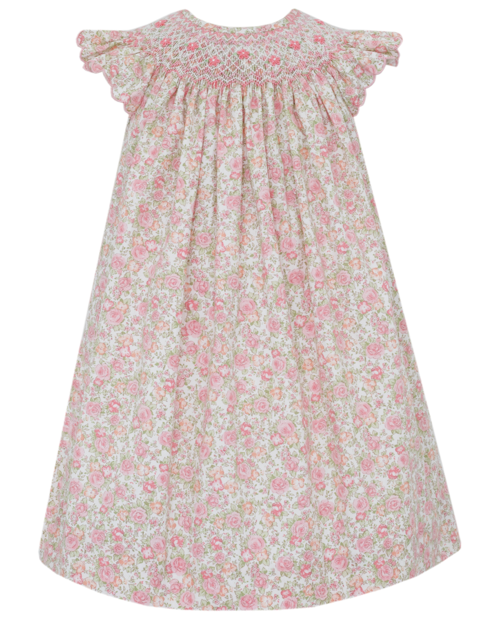 ANAVINI : BISHOP-ANGEL WING STYLE-PINK FLORAL ROSES LIBERTY PRINT