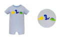 CLAIRE & CHARLIE : DINO LIGHT BLUE KNIT STRIPE BOY’S ROMPER