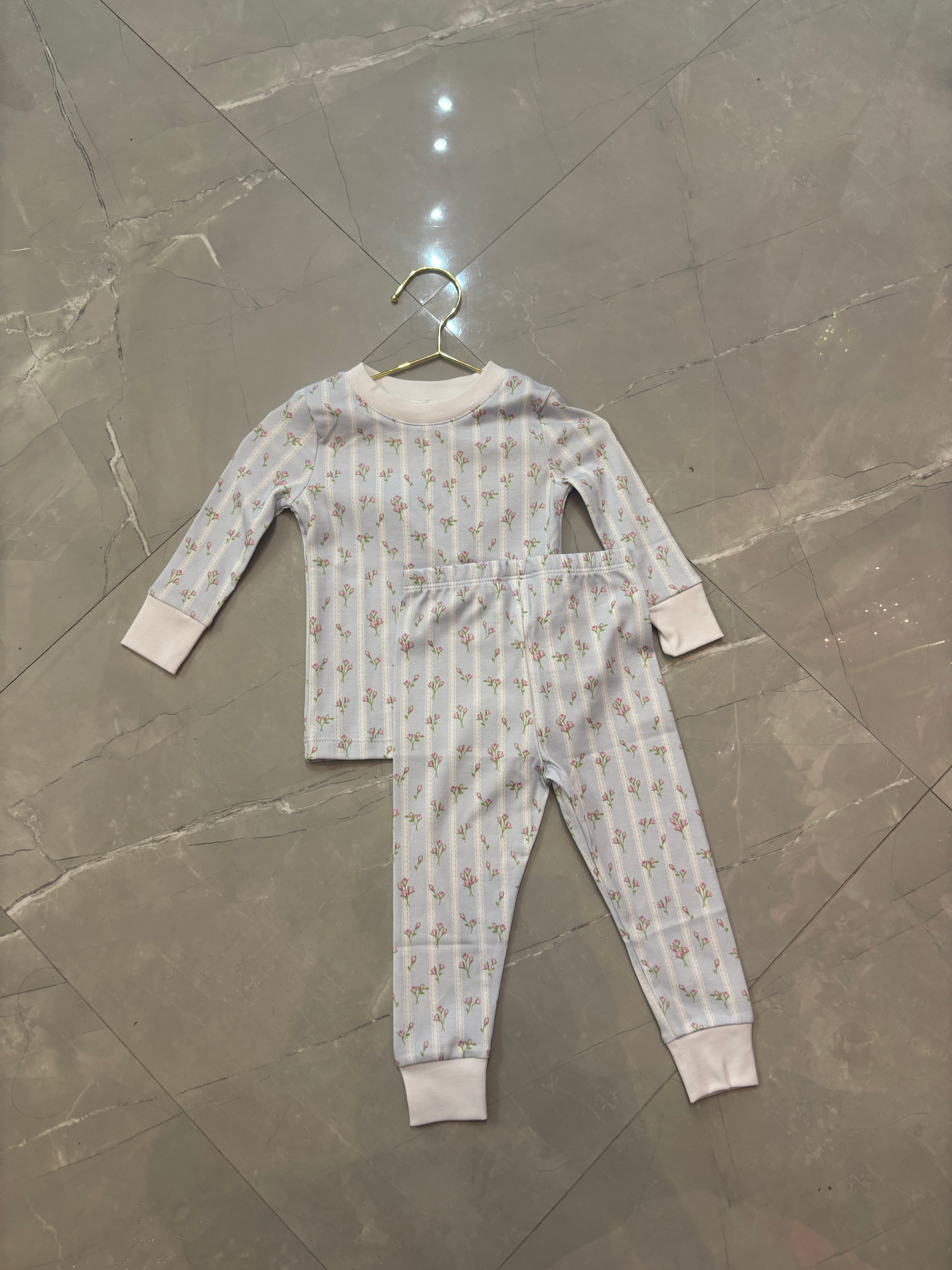 KISSY KISSY: Light Blue Floral Pajama Set