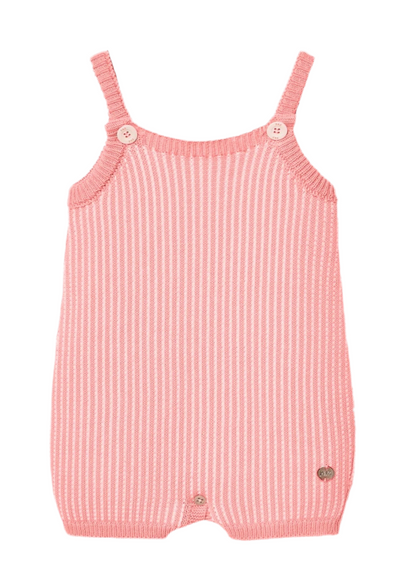 PAZ RODRIGUEZ: “CLAVEL” Knit Romper in Agave Green and Salmon
