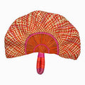CORO CORA: Toquilla Frilly Hand Fan-Orange Hot Pink