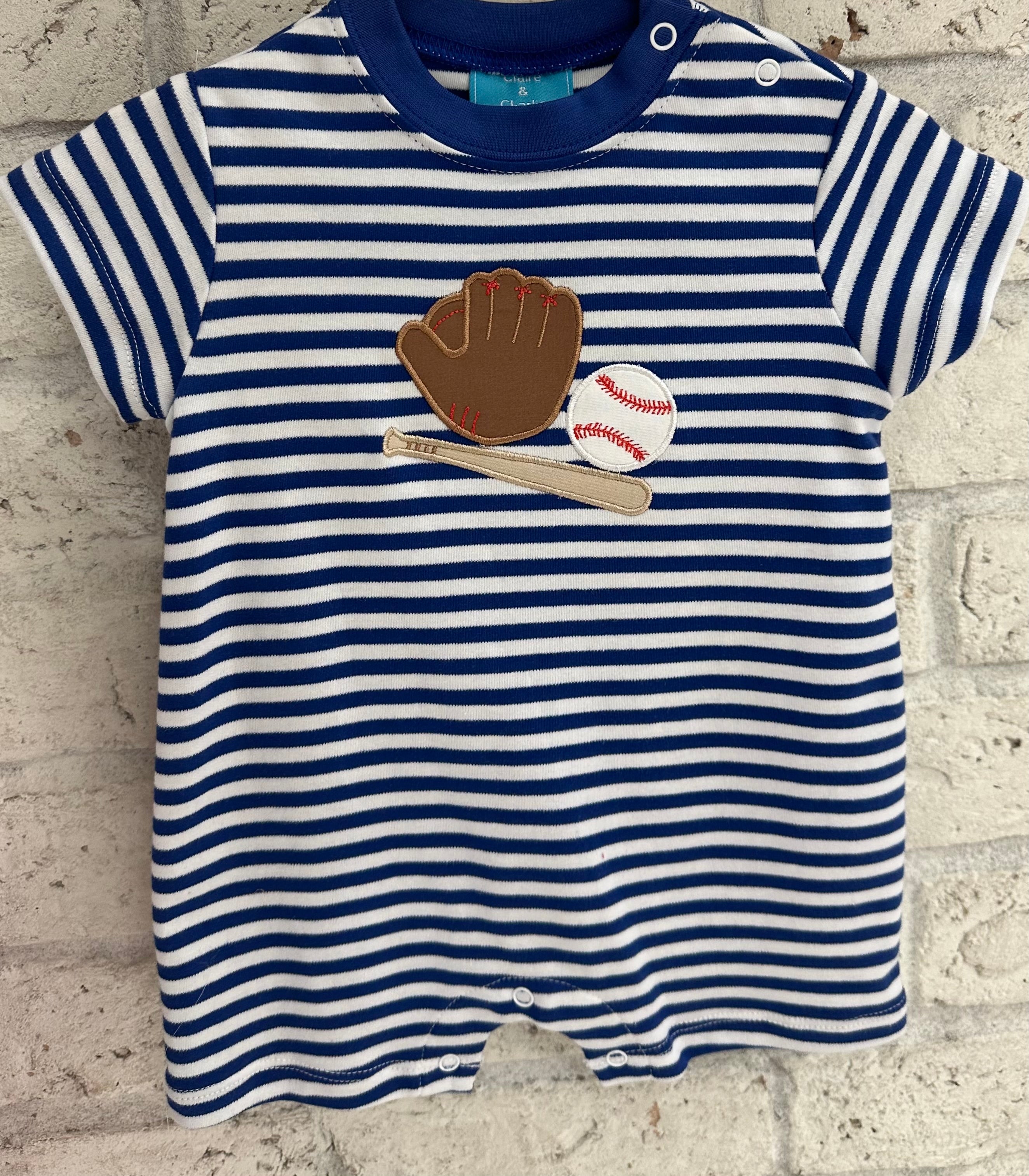 Claire & Charlie Boys Baseball Trio with Royal Blue Stripes