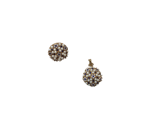 PEARL AND BLUE STONE PENDANT AND RING