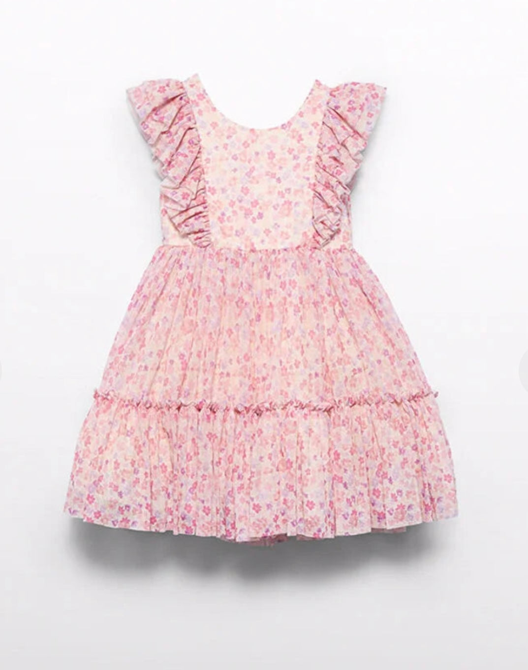 Abel & Lula Girls Floral Print Tulle Dress