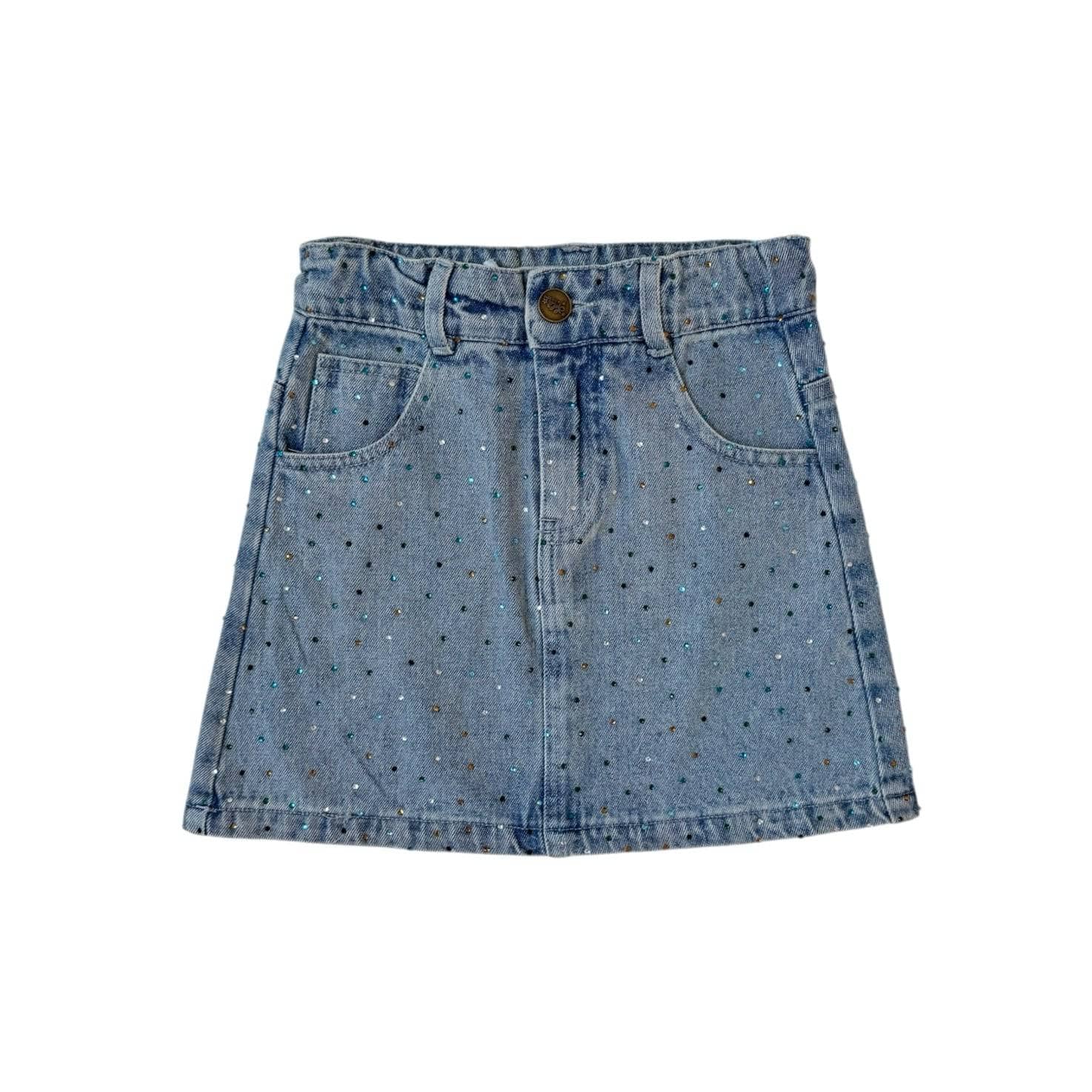 LOLA AND THE BOYS: RAINBOW SPARKLE DENIM SKIRT