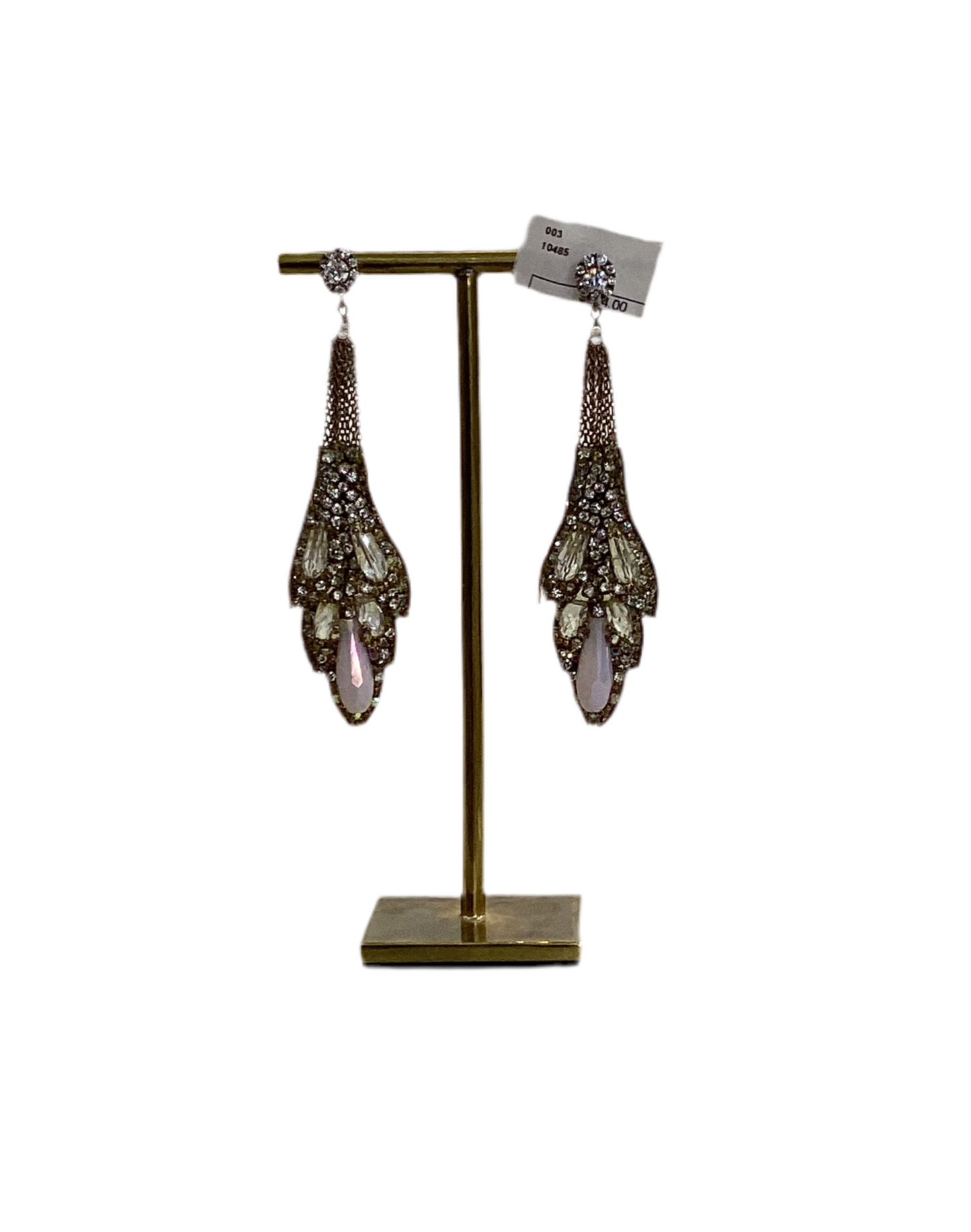 Zodax : Gold pink jeweled dangle earrings