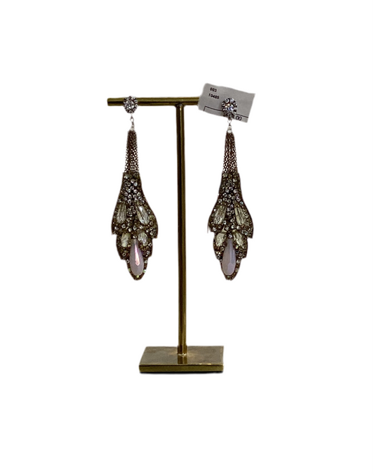 Zodax : Gold pink jeweled dangle earrings