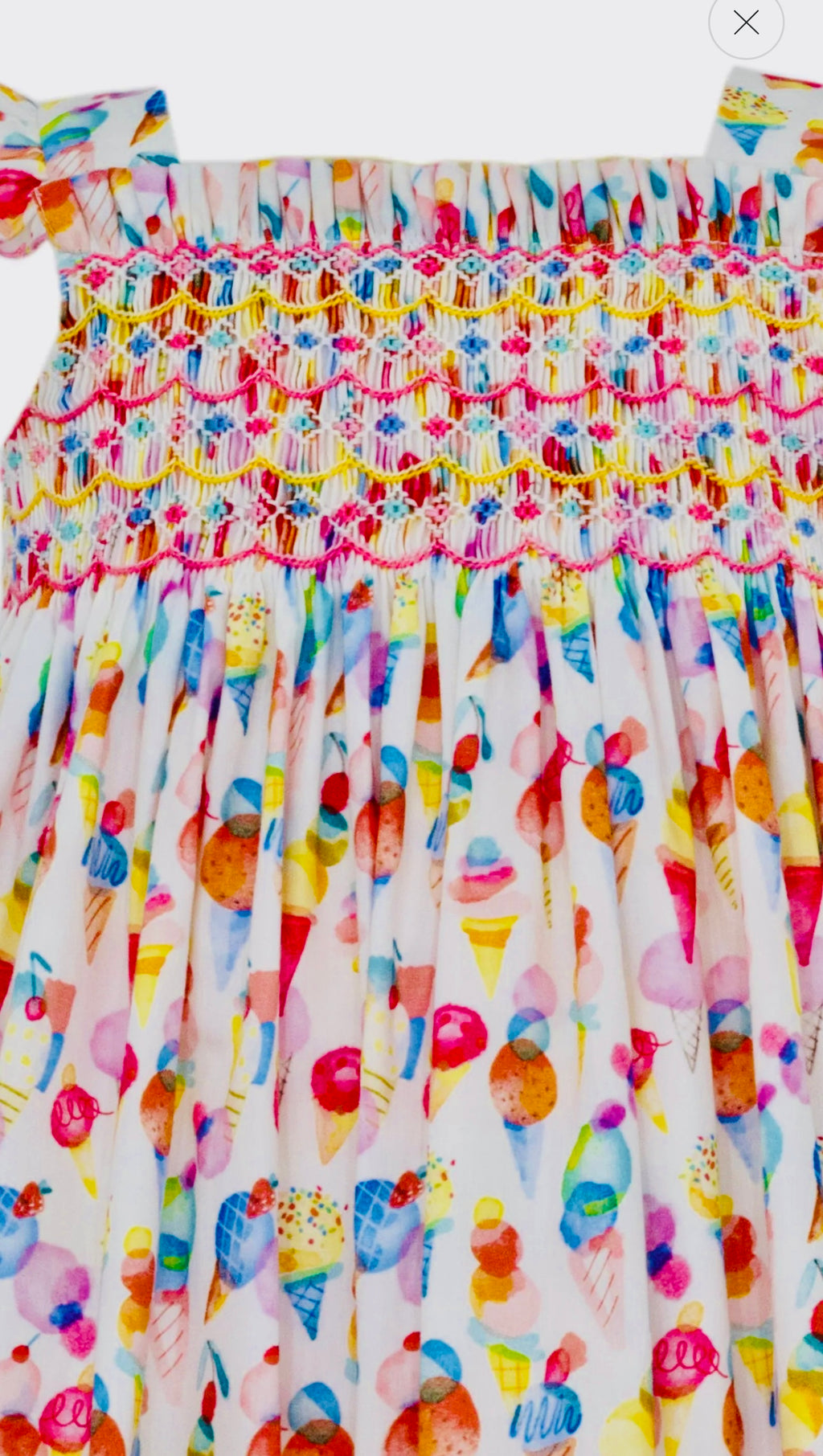 ANAVINI Couture Bright Icecreams Print Smocked Dress