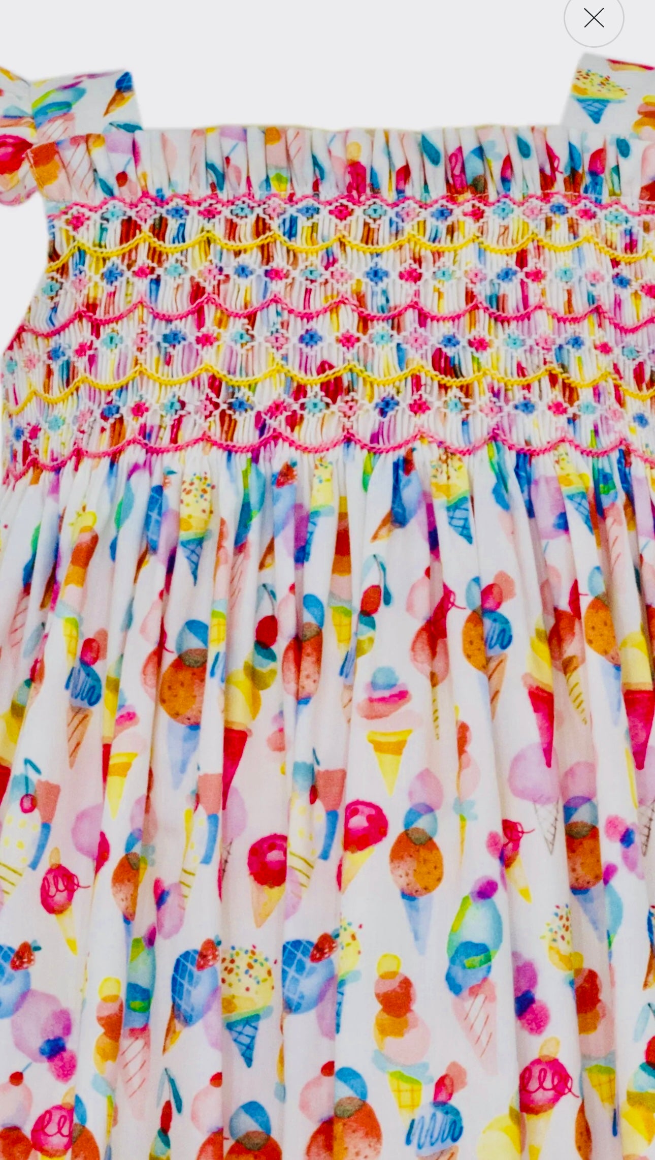 ANAVINI Couture Bright Icecreams Print Smocked Dress