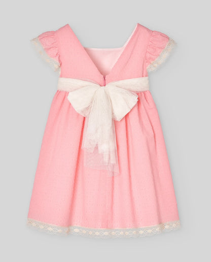 PAZ RODRIGUEZ: “CEREMONIA” Coral Girls Dress with Cream Sash